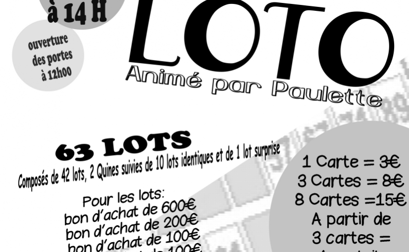 Loto du NACLT le dimanche 26 novembre à 14h